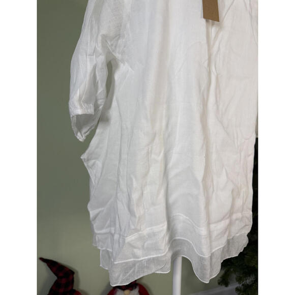NWT! Dolma Elegant Layered Flowy White Button-Up Women's Blouse Size Medium - Picture 5 of 8